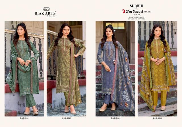Riaz arts bin saeed hitlist surbhi vol-20 catalog designer brand code dress material wholesalers